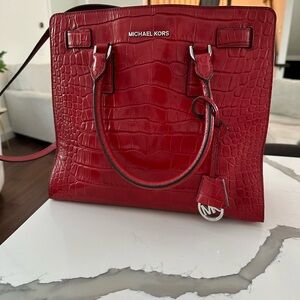 Michael Kors Red Crocodile Embossed Women's Bag